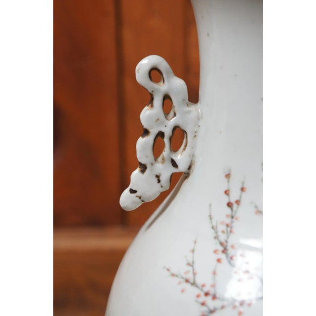 Antique Chinese Famille Rose Polychrome Porcelain Calligraphy Floor Vase For Sale - Image 6 of 13