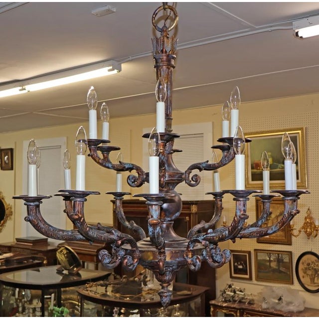 2000 - 2009 French Style Bronze 18 Light Chandelier by Mariner Model 18430 Royal Heritage For Sale - Image 5 of 17