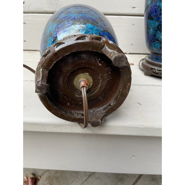 ABC Carpet & Home 1980s Chinese Blue Porcelain Jar Lamps - a Pair For Sale - Image 4 of 5