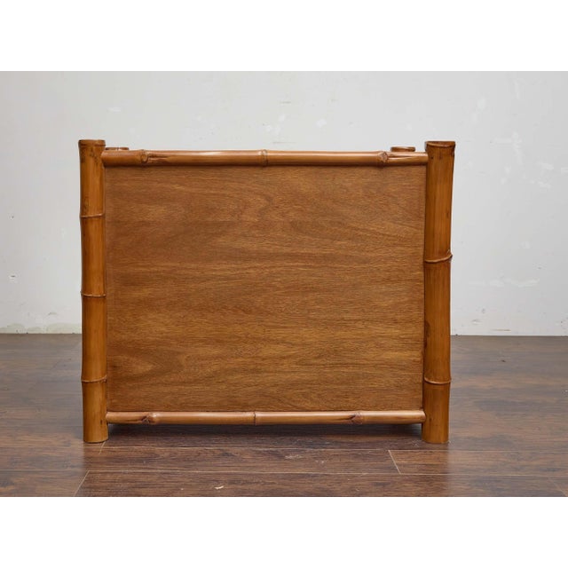 Midcentury Bamboo and Mahogany Chest of Drawers With Campaign-Style Brass Pulls For Sale - Image 9 of 12