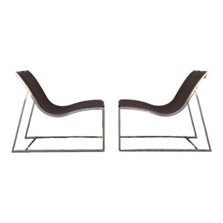 Contemporary Spanish Leather Sling Lounge Chairs, Pair, by Jean-Marie Massaud for Viccarbe "Holy Day" For Sale