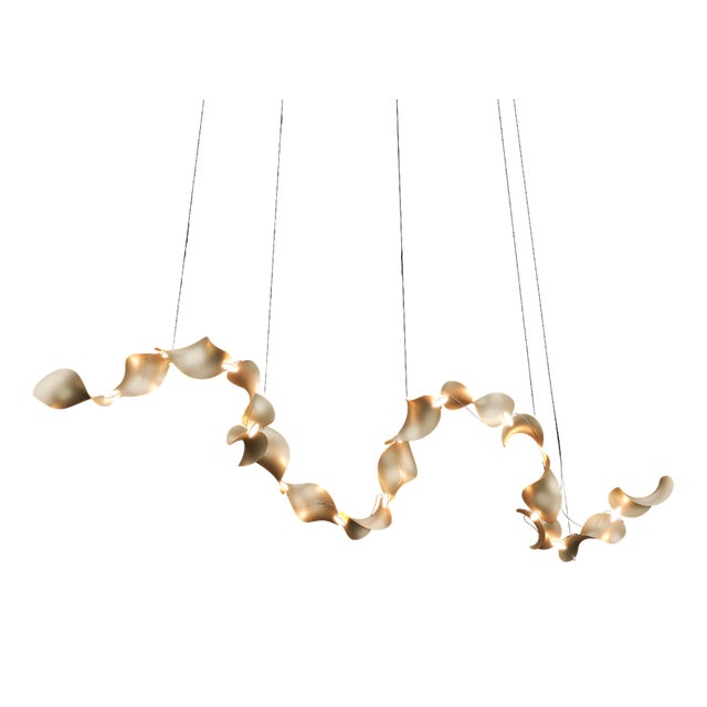 Dune 16 Curve Chandelier with Shades in Gold Metallic Tone by Daniel Becker for Moss Objects For Sale