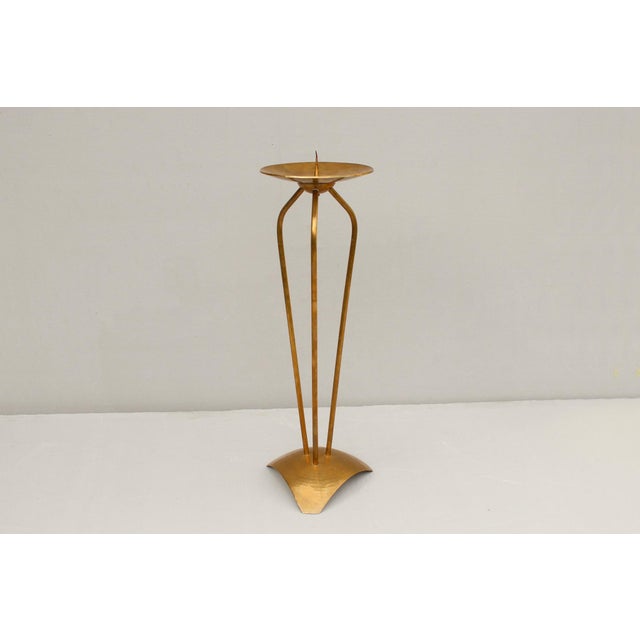 Bauhaus Bauhaus Floor Candleholder in Brass by Alfred Schäfter, Germany, 1930 For Sale - Image 3 of 10