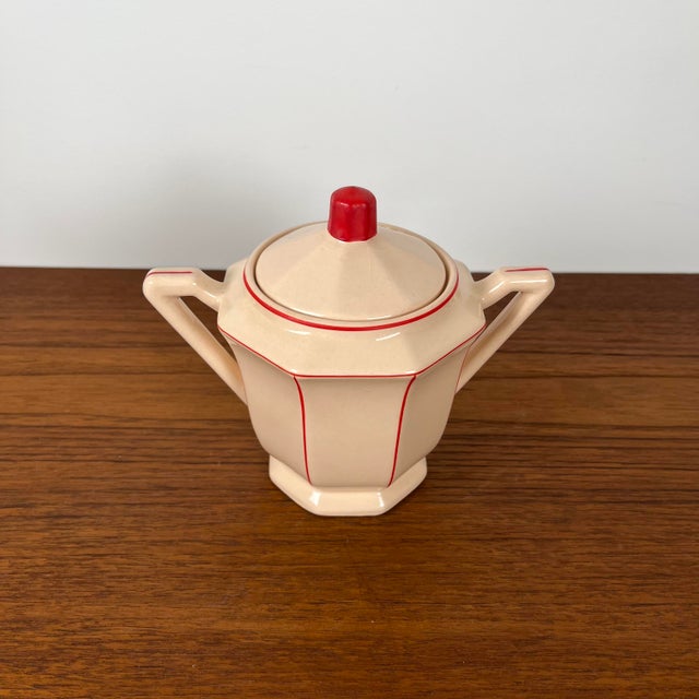 Art Deco Pink and Red Tea Set, 1890s, Set of 9 For Sale - Image 14 of 18