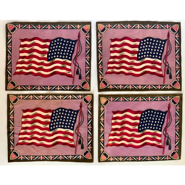 Antique ‘Tobacciana’ Flannel American Flags/Textile Tobacco Premium Inserts- Set of 4 For Sale - Image 9 of 11