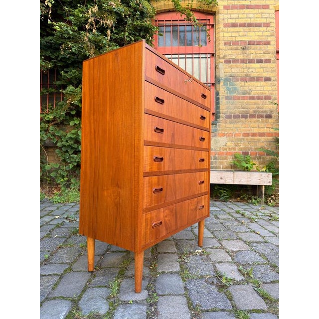 Danish Teak Chest of Drawers with Recessed Handles and Lock For Sale - Image 9 of 11