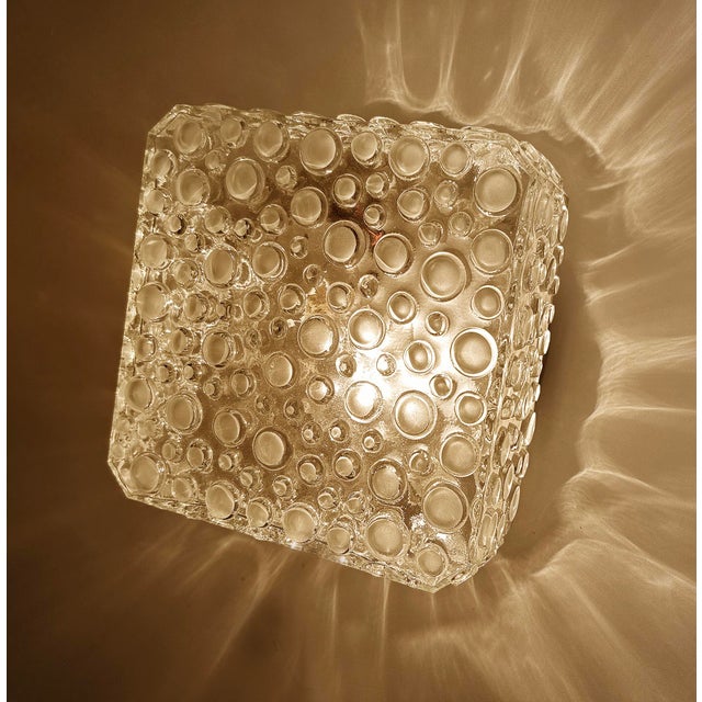 Mid century light featuring a bubble relief glass shade with bronze enameled base dimensions: height 24 cm / 9.44 in width...