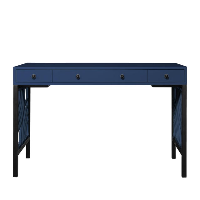 David Francis Swirl Writing Desk - Navy For Sale - Image 4 of 9