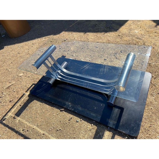 Silver Vintage Art Deco Tubular Glass Coffee Table Romeo Rega Style For Sale - Image 8 of 13