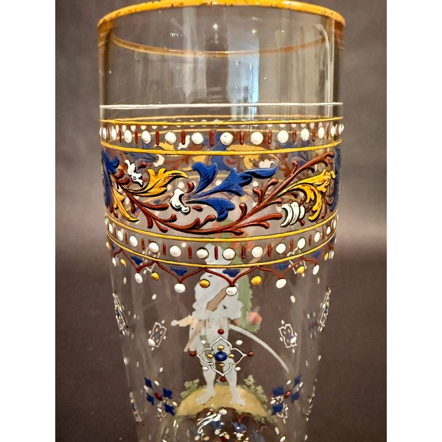 Transparent Late 19th Century J. & L. Lobmeyr Polychrome Enamel-Painted Glass Pokal With Armored Knight For Sale - Image 8 of 11