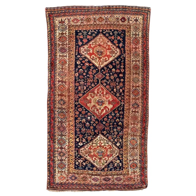 Antique Rustic Wool Rug For Sale