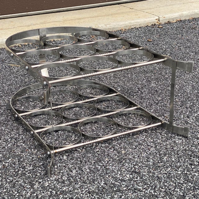 Mid-Century Modern Chrome Nine Bottle Tabletop Wine Rack For Sale - Image 11 of 13