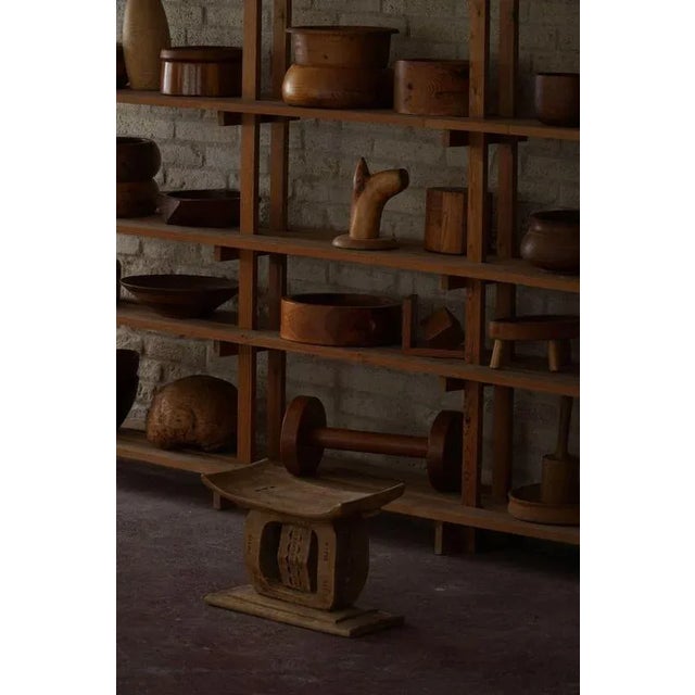 Gold 20th Century Wabi Sabi West African Hand Carved Hardwood Stool, 1970s For Sale - Image 8 of 12