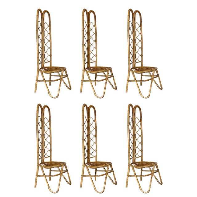 Bamboo Chairs, 1970s, Set of 6 For Sale