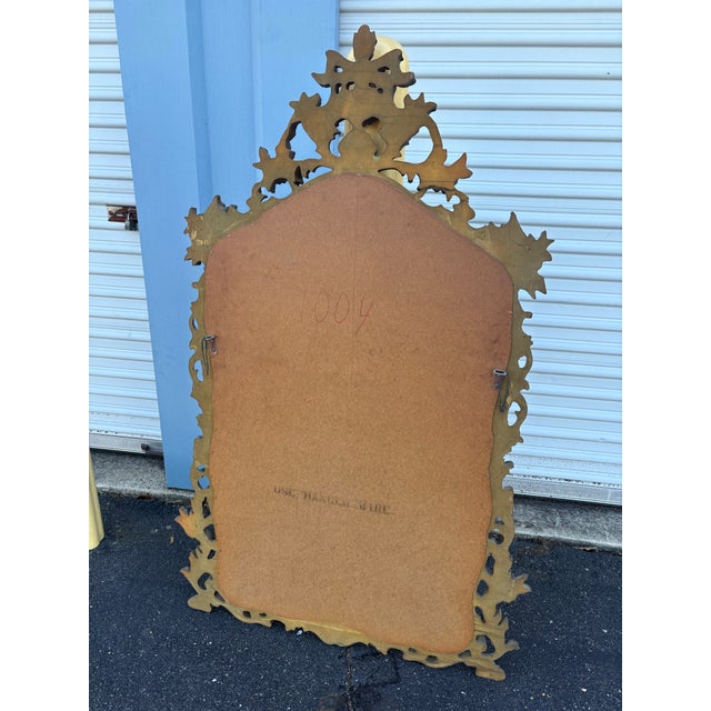 1940s Mid 20th Century Large Rococo Bronze Gilt Wall Mirror For Sale - Image 5 of 8