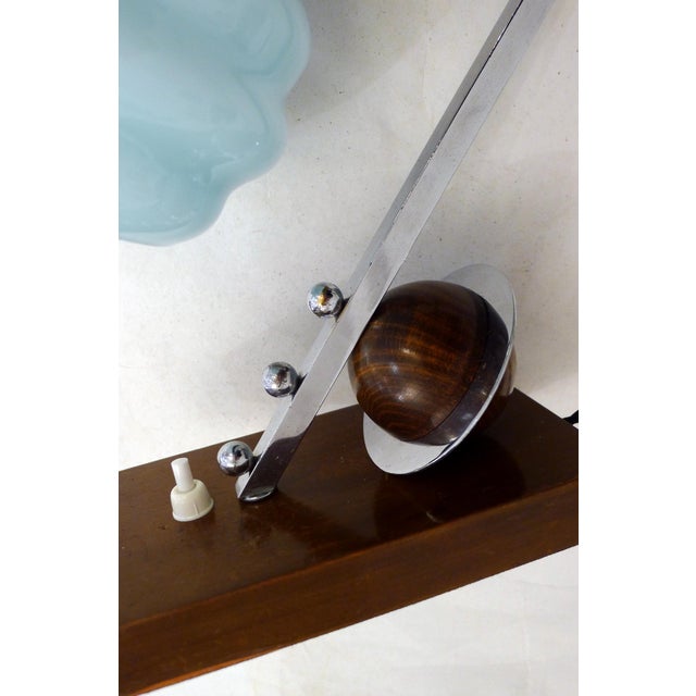 Art Deco Sculptural Saturn Table Lamp in Light Blue Opaline Glass, 1930s For Sale - Image 12 of 13