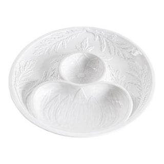 Vintage Bordallo Pinheiro White Ceramic Artichoke 11" Plate Platter For Sale