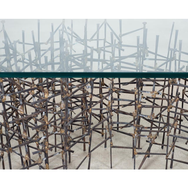 Marc Weinstein Attributed Brutalist Welded Nails Cocktail Table For Sale - Image 10 of 18