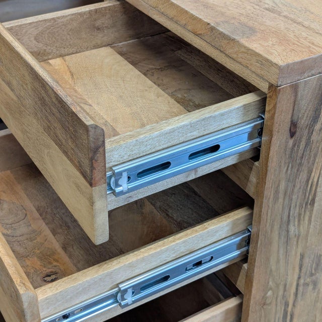 West Elm L-Shaped Desk With Drawers and Open Shelves - Natural Wood Finish For Sale In San Francisco - Image 6 of 7