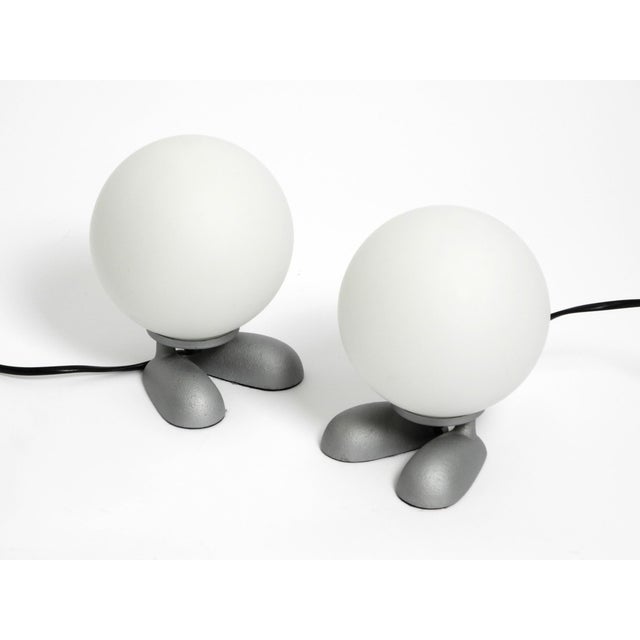 Cast Aluminum Table Lamps with Feet and Spherical Glass Lampshades from Sompex, 1990s, Set of 2 For Sale - Image 13 of 18