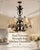 Elegant hand-forged wrought iron chandelier by Paul Ferrante, featuring beautifully detailed scrolling ironwork,...
