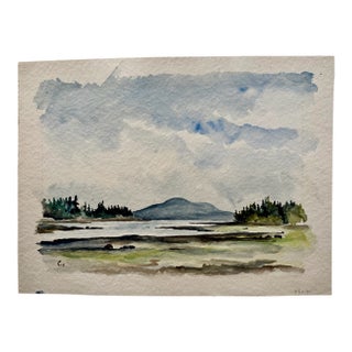 Henry Emil Salloch Original Watercolor on Paper Coastal Landscape, 1948. For Sale