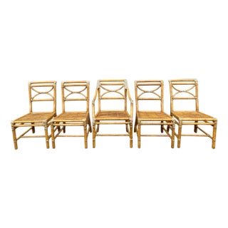 Set of Five McGuire San Francisco Regency Dining Chairs For Sale