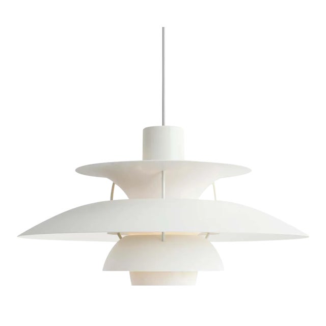 Poul Henningsen Ph 5 Pendant for Louis Poulsen in All White For Sale
