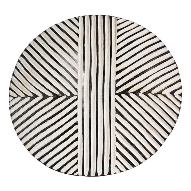 Vintage Tribal Black & White African Zulu Shield Wall Object For Sale