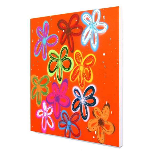 Contemporary Happy Mood Changer - Original Vibrant Abstract Floral Mixed Media Art on Canvas For Sale - Image 3 of 9