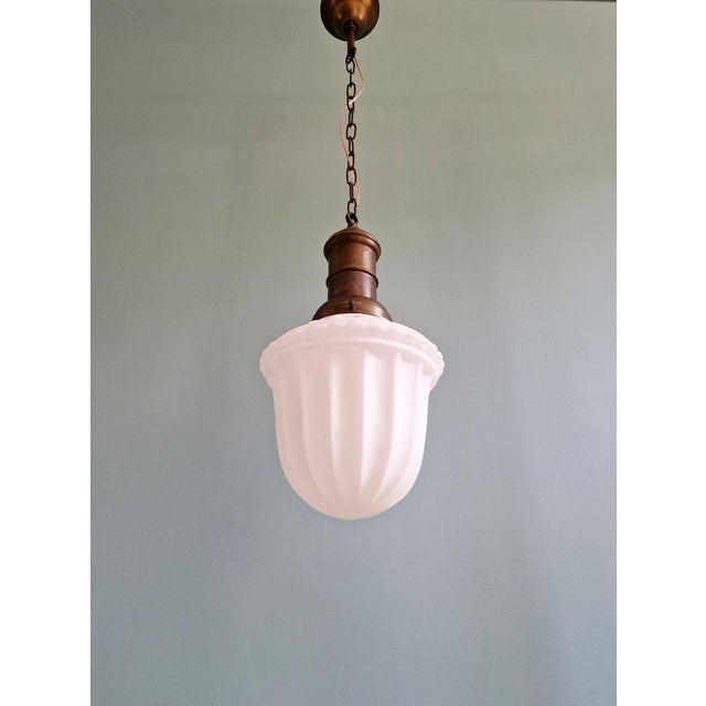 Art Deco Pendant Light in Molded White Pressed Glass, 1920s-1930s For Sale - Image 10 of 15