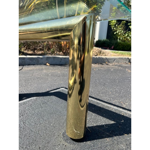 Karl Springer Brass Tubular Z Shaped Coffee Table With Glass Top Chairish