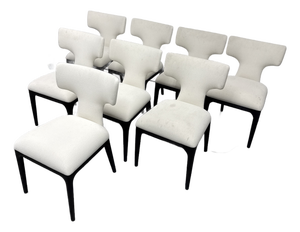 Restoration Hardware Ligné Upholstered Fabric Dining Chairs, Set of Eight