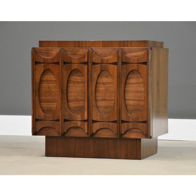 1970s Refinished Walnut Brutalist Nightstand For Sale - Image 4 of 8
