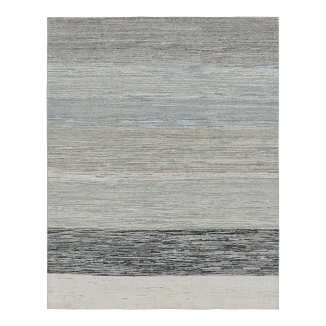 Rug & Kilim’s Textural Rug in Beige and Gray With Stripes and Striae For Sale