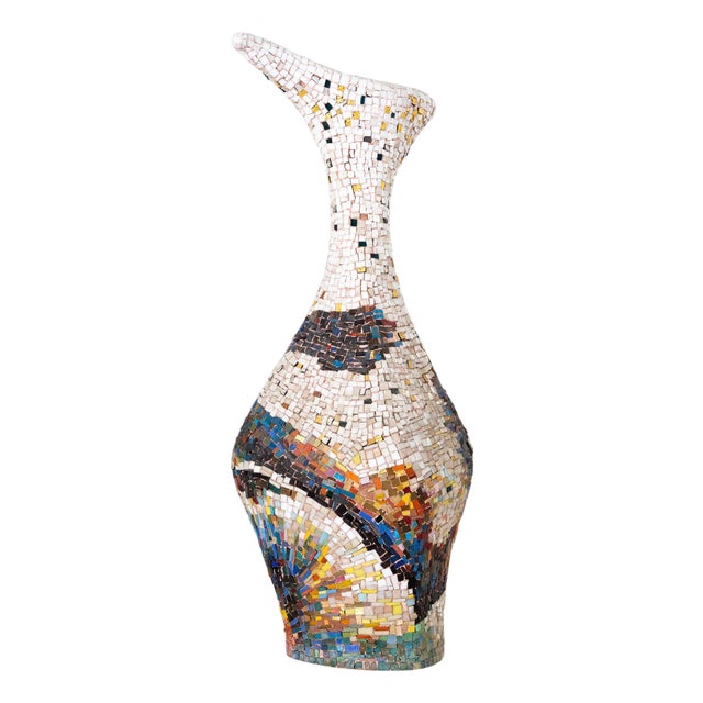 1960s Large Decorative Modernist Mosaic Floor Vase For Sale