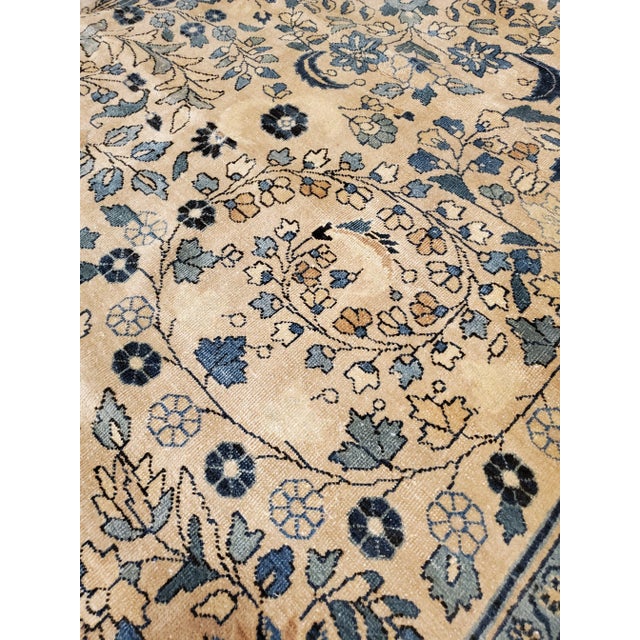 Antique Mashad Persian Weave Blue, Beige & Taupe Rug For Sale - Image 11 of 12