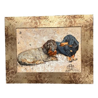 Plat. Victor, Dachshunds, 1960s, Oil on Canvas, Framed For Sale
