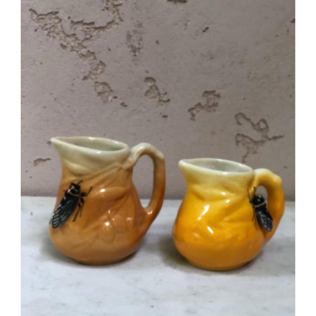 1950s 1950s Majolica Goldenrod Pitcher With Cicada Sicard Circa For Sale - Image 5 of 5