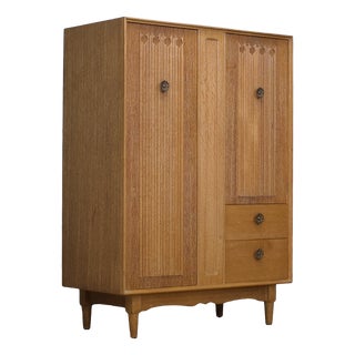 Mid-Century Limed Oak Compact Wardrobe, 1950s For Sale