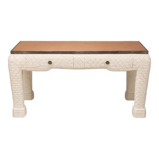 Italian Painted & Carved Leather Top Desk or Console, Style of John Dickinson For Sale
