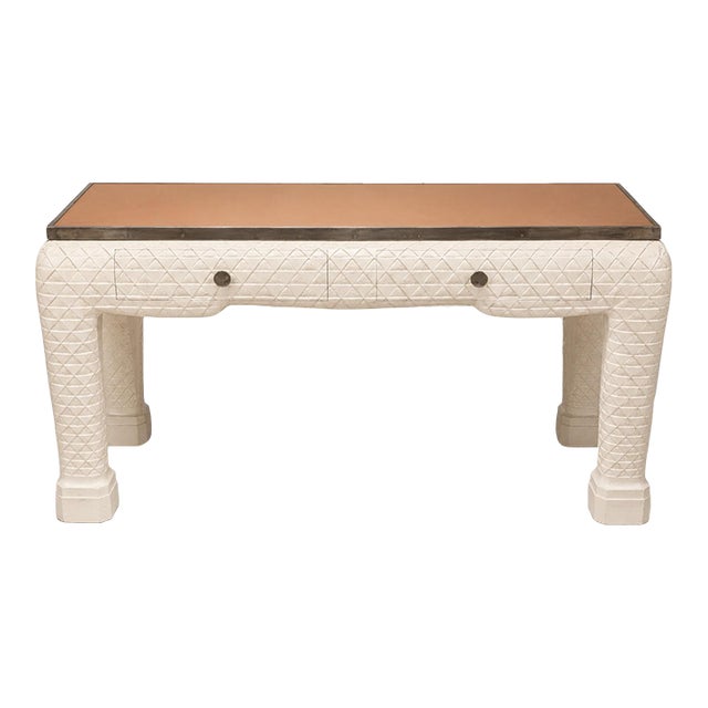 Italian Painted & Carved Leather Top Desk or Console, Style of John Dickinson For Sale