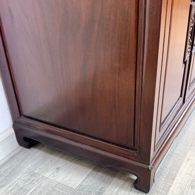 Vintage Asian Rosewood Carved Longevity Sideboard Server For Sale - Image 9 of 15