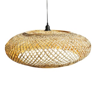 Rattan Beret Pendant Light For Sale