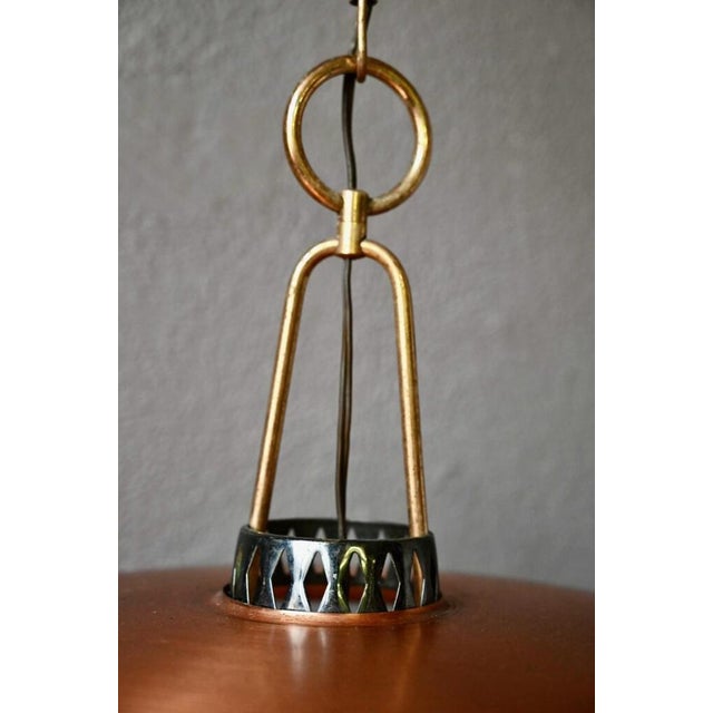 Metal Large Suspension Lantern in Glass and Golden Brass, 1950s For Sale - Image 7 of 18