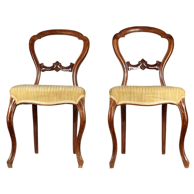 Louis Philippe Walnut Chairs, Italy, 1850s, Set of 2 For Sale - Image 9 of 9