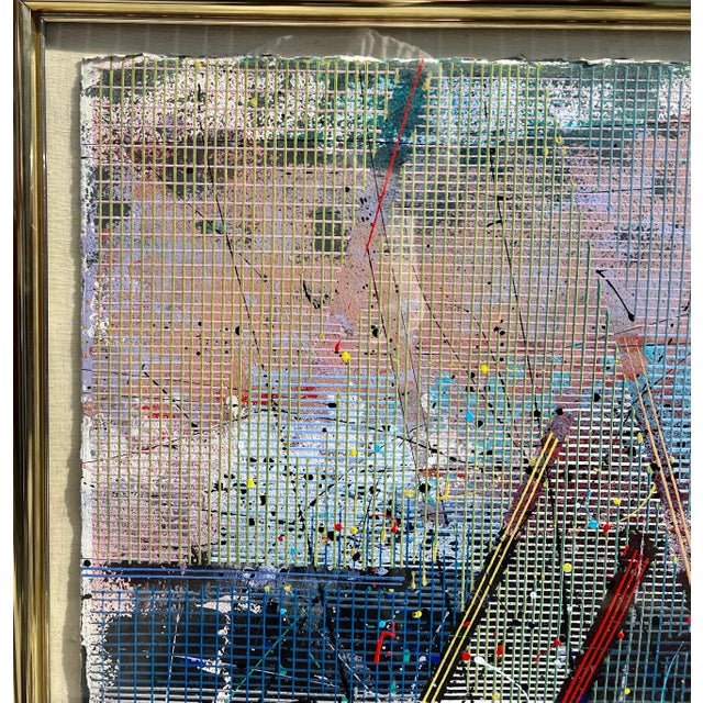 Paul Maxwell, Large Modern Abstract Cast Stencil Painting Paul Maxwell Mod Constructivist Neon, 1988 For Sale - Image 11 of 11