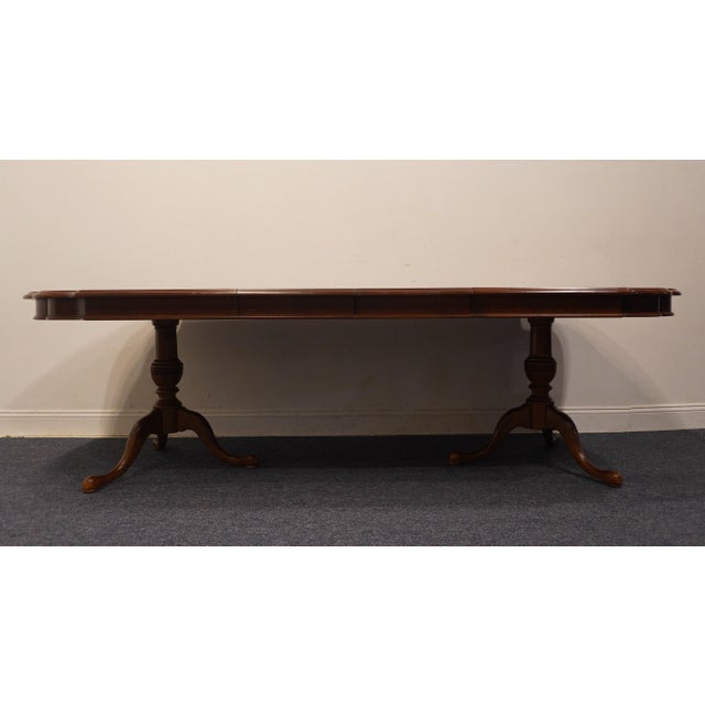 Universal Furniture Universal Furniture Cherry Contemporary Transitional 100" Double Pedestal Dining Table For Sale - Image 4 of 10