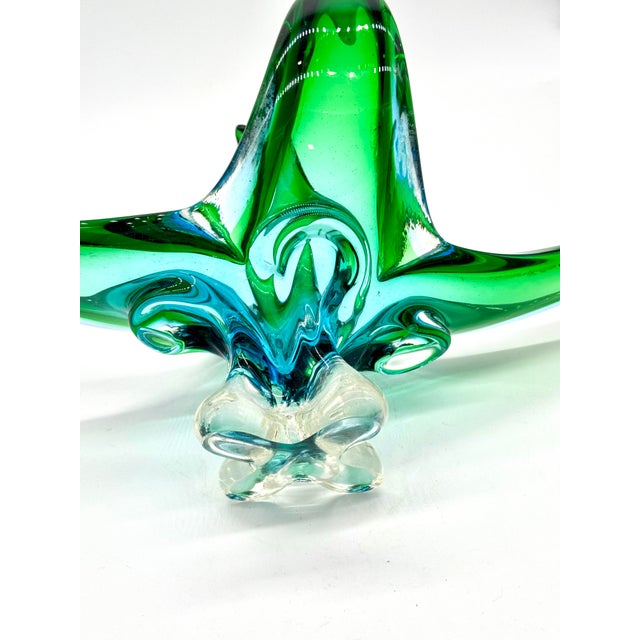 Mid-Century Modern Monumental Canadian Chalet Mid-Century Art Glass Stretch Sculpture, Green & Blue, 29" For Sale - Image 3 of 9