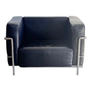 Mid Century Modern Le Corbusier Lc2 Black Leather Lounge Chair For Sale
